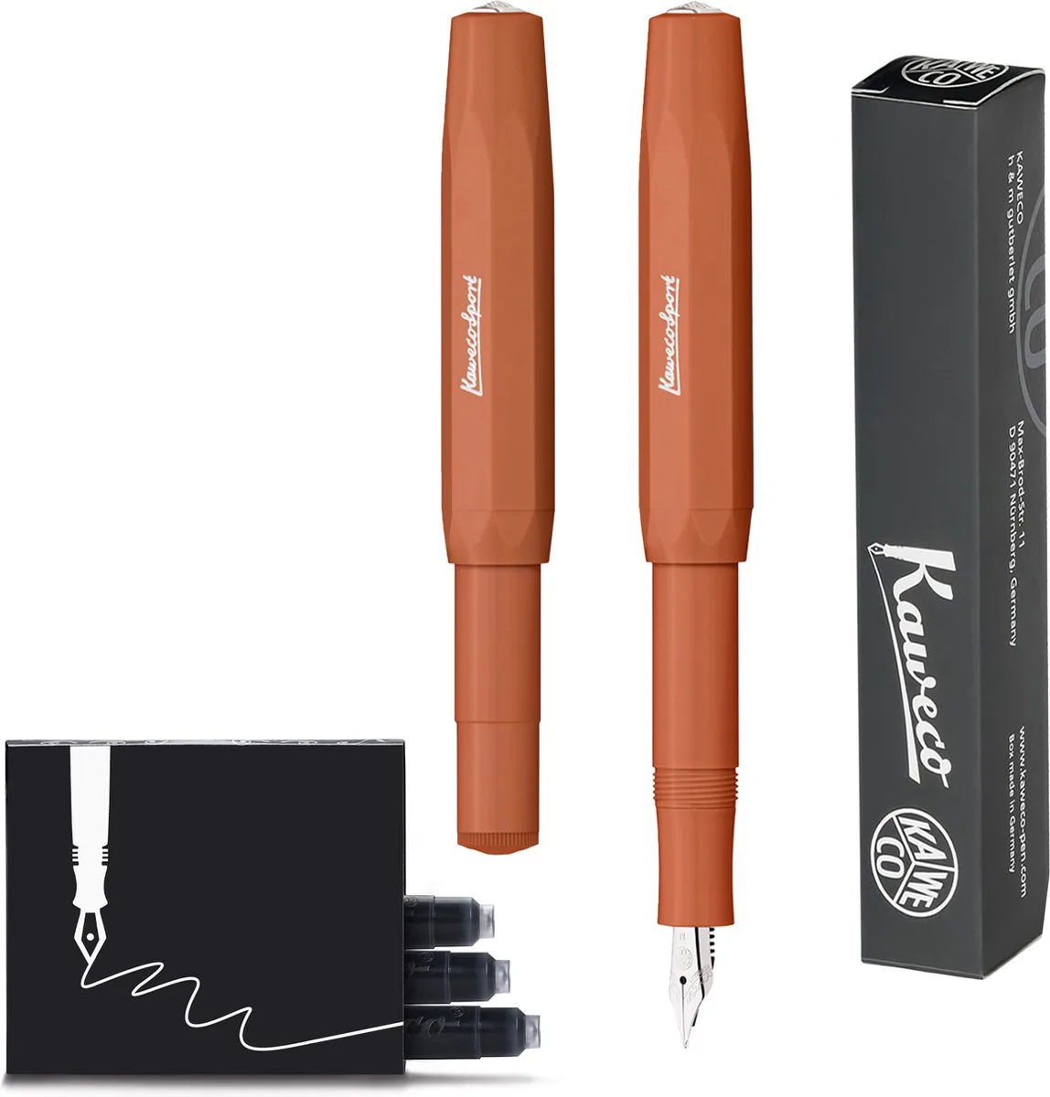 Kaweco - 1 Vulpen - Sport Skyline FOX Fountain Pen - Medium - doosje vullingen van Kaweco in Bruin – productfoto