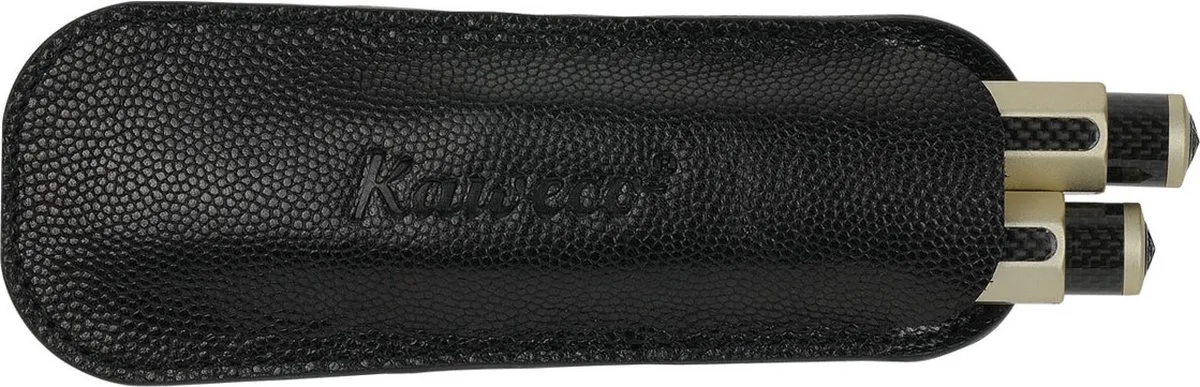 Leather pouch ECO Sport - Black - with print - 2 pens - Let op: afwijkend formaat, dit etui is uitsluitend bestemd voor de Kaweco Sport (kleiner formaat pen). de Kaweco en Noir – photo produit