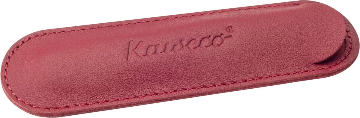 Leather pouch ECO Sport - Chilli Pepper - with print - 1 pen - Let op: afwijkend formaat, dit etui is uitsluitend bestemd voor de Kaweco Sport (kleiner formaat pen). de Kaweco en Rouge – photo produit
