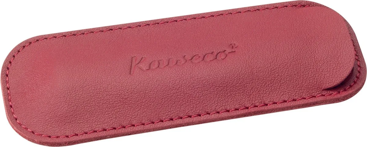 Leather pouch ECO Sport - Chilli Pepper - with print - 2 pens - Let op: afwijkend formaat, dit etui is uitsluitend bestemd voor de Kaweco Sport (kleiner formaat pen). de Kaweco en Rouge – photo produit