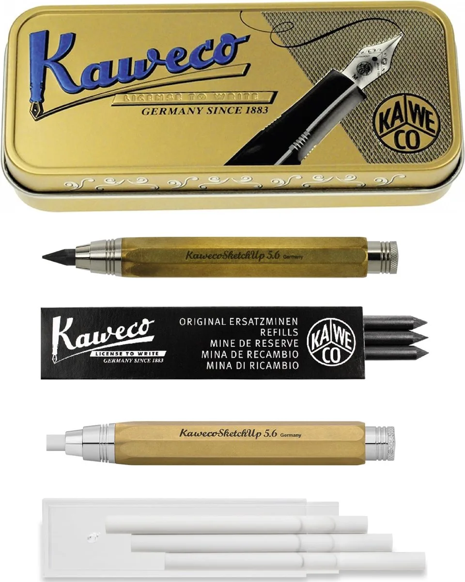 Sketch Up - Cadeauset - Vulpotlood 5.6 - Corrector 5.6 - Vullingen zwarte - gummen de Kaweco en Laiton – photo produit