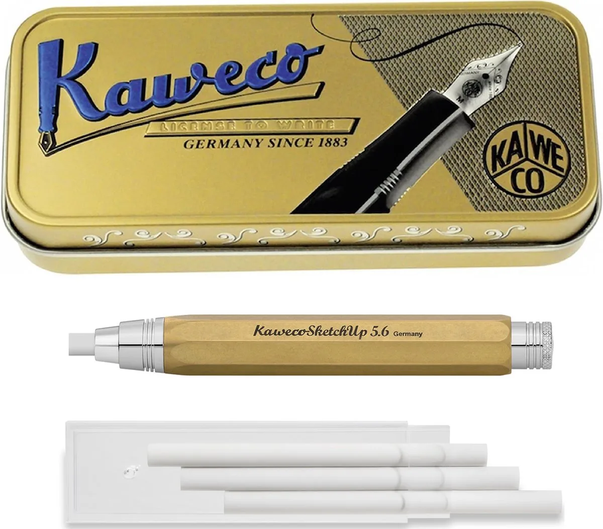 Sketch Up - Corrector potlood - met doosje gum - Wit - 3 stuks - 5,6 mm de Kaweco en Laiton – photo produit