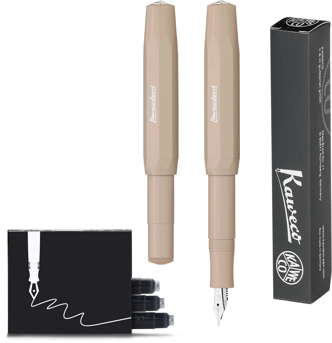 Skyline Sport - Vulpen - Macchiato - FINE - met doosje inktpatronen de Kaweco en Marron – photo produit