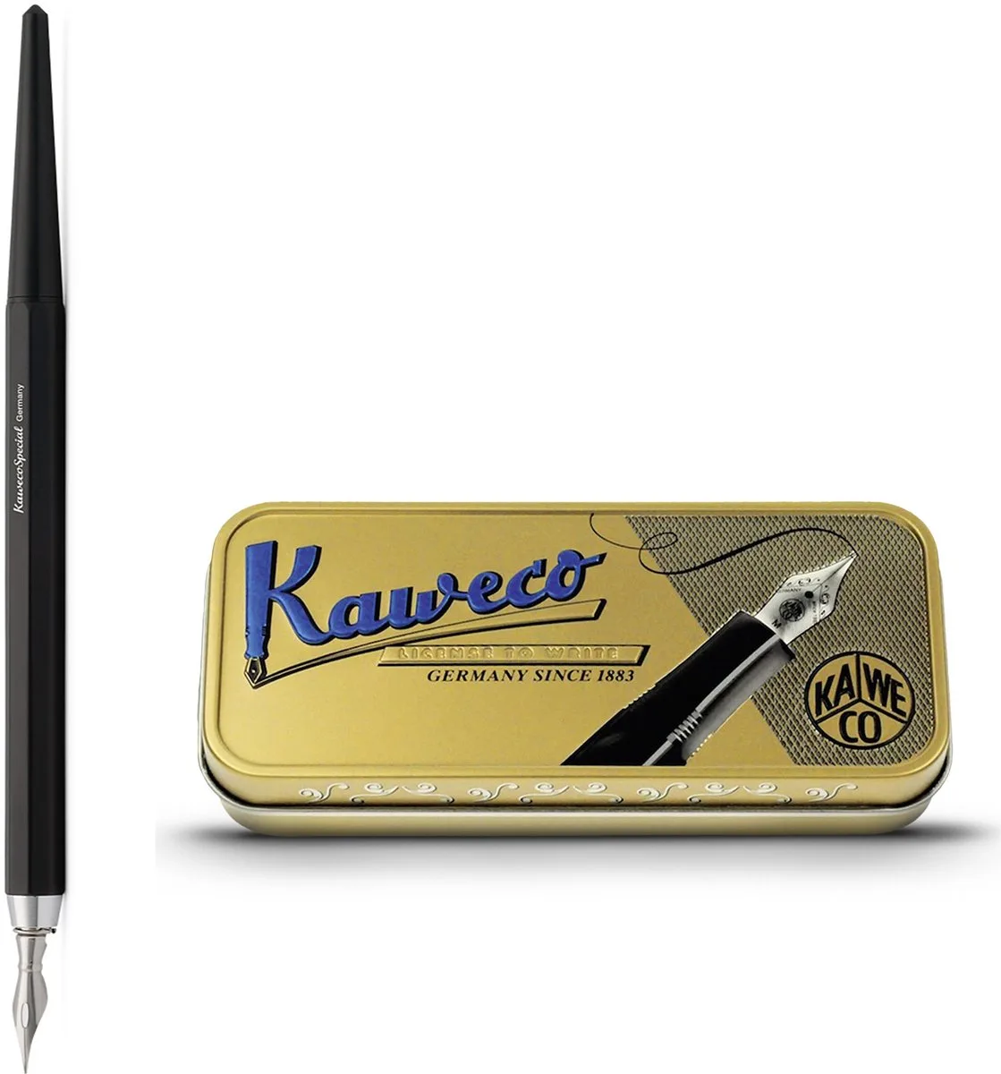 Special Dip Pen Black - Kroontjespen - Vintage blikje de Kaweco en Noir – photo produit