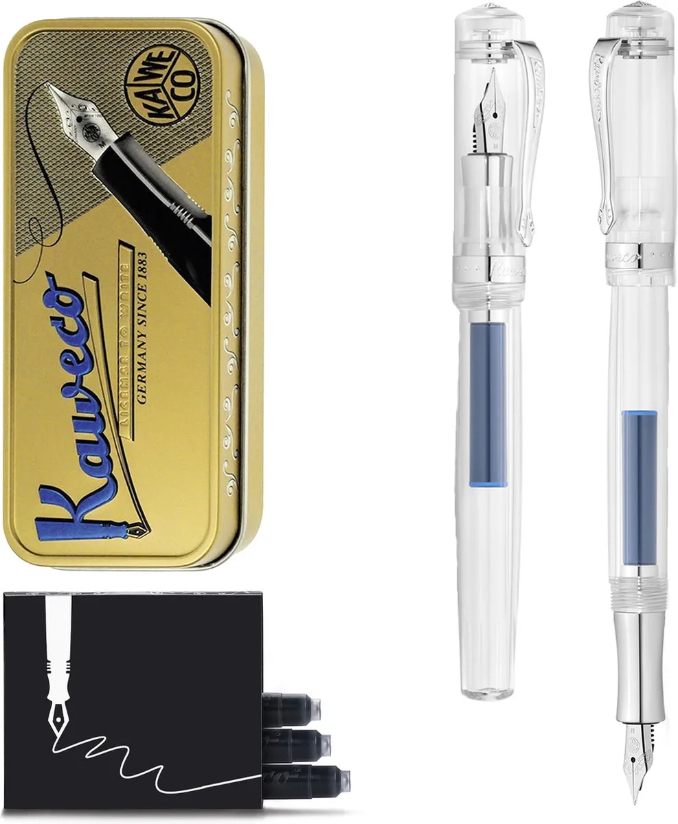 STUDENT - Fountain Pen - Clear Transparent - met extra doosje zwarte vullingen - (F) Fine (1 vulpen) van Kaweco in Transparant – productfoto