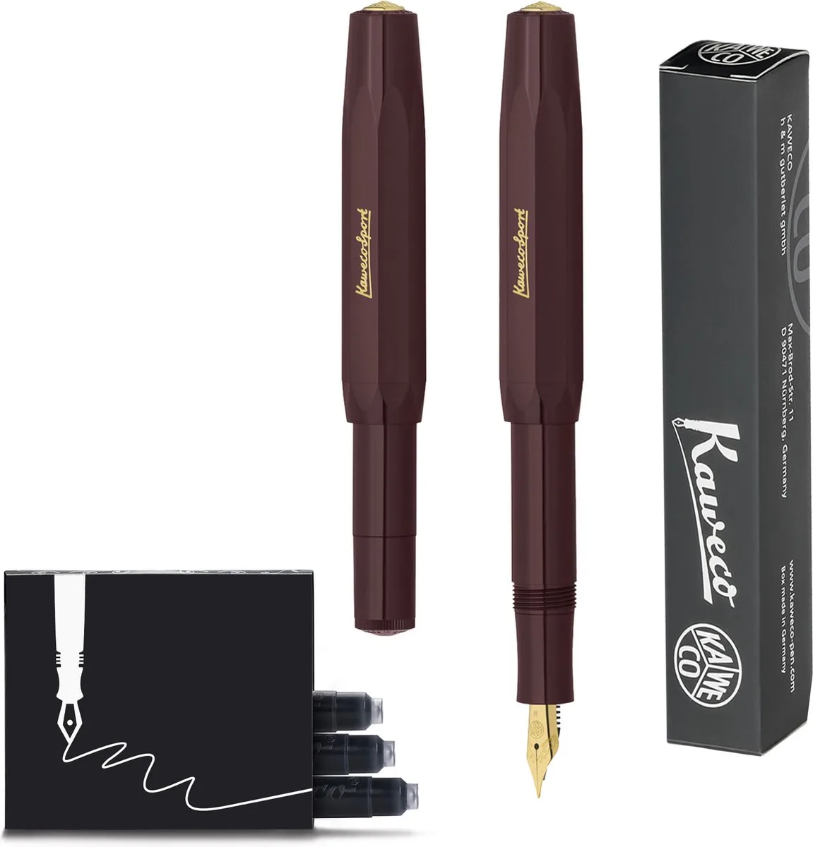 Vulpen - CLASSIC SPORT Fountain Pen - Fine - Doosje Vullingen by Kaweco in Burgundy – product photo