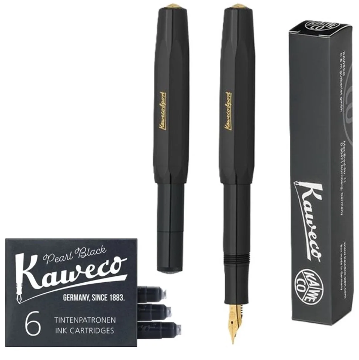 Vulpen - CLASSIC SPORT Fountain Pen - Medium - Doosje Vullingen fra Kaweco i Sort – produktbillede