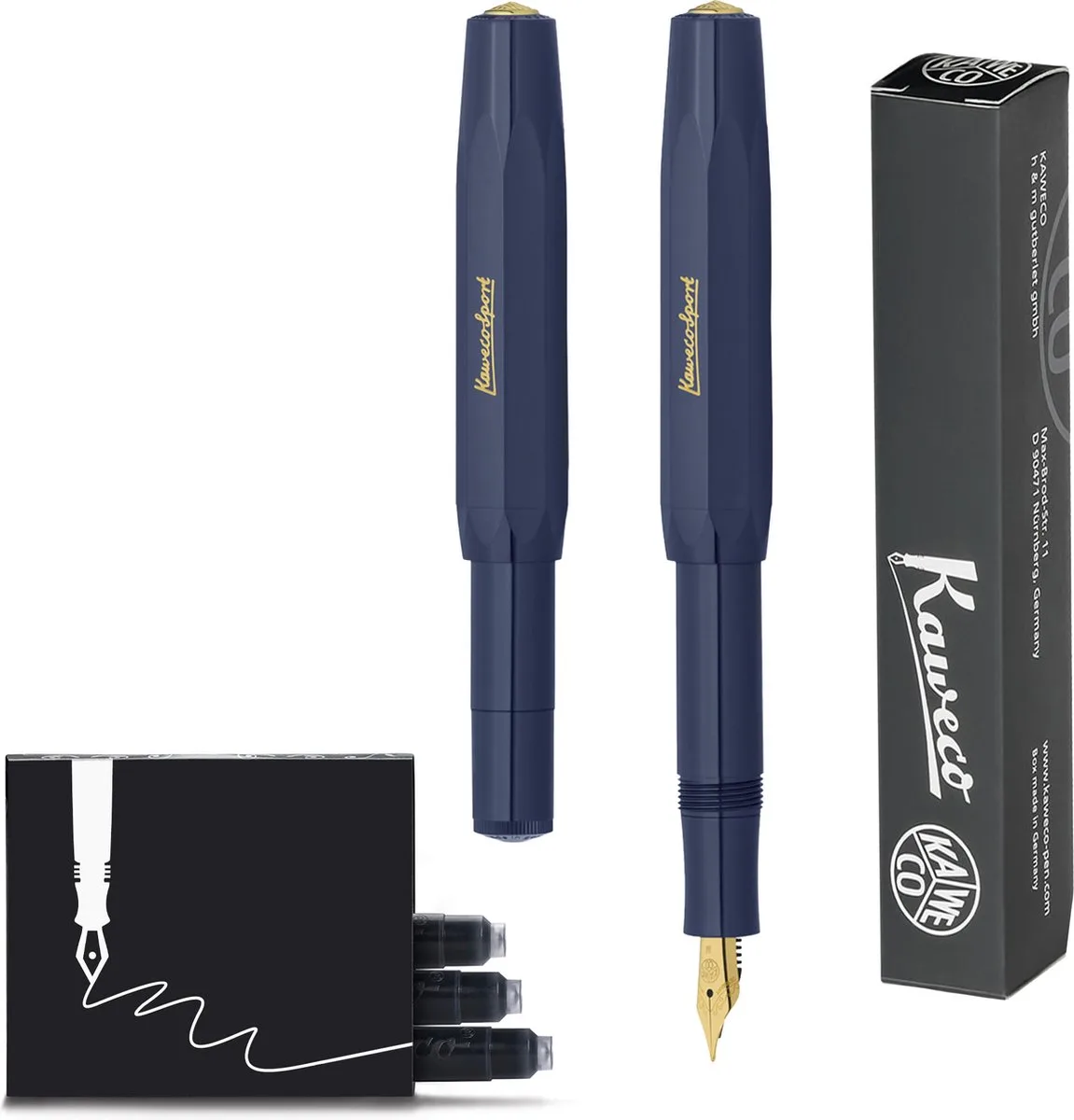 Vulpen - CLASSIC SPORT NAVY Fountain Pen - Extra Breed - Doosje Vullingen by Kaweco in Blue – product photo