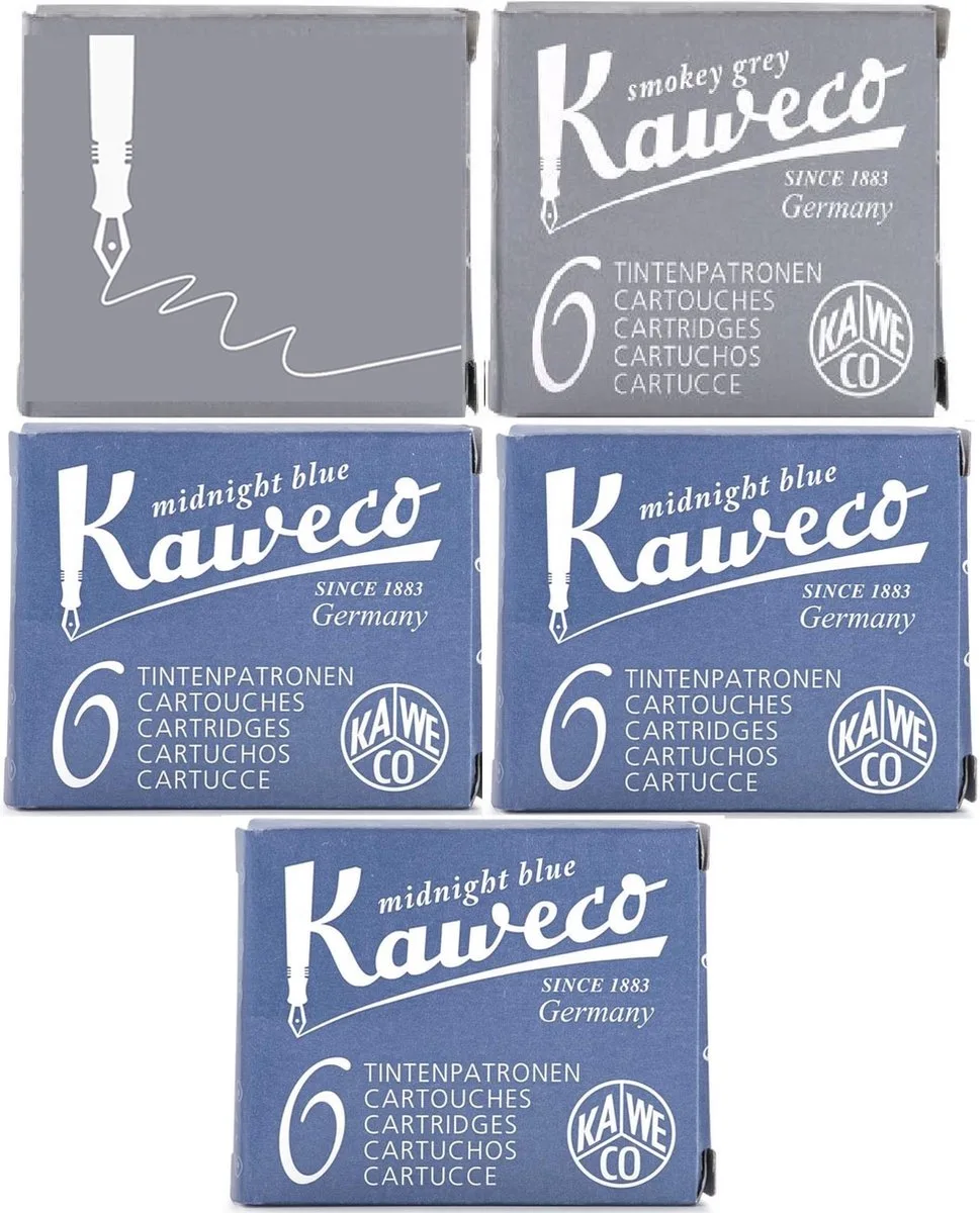 Vulpen inkt - vullingen - 5 doosjes - 2x 3x Midnight Blue by Kaweco in Grey – product photo
