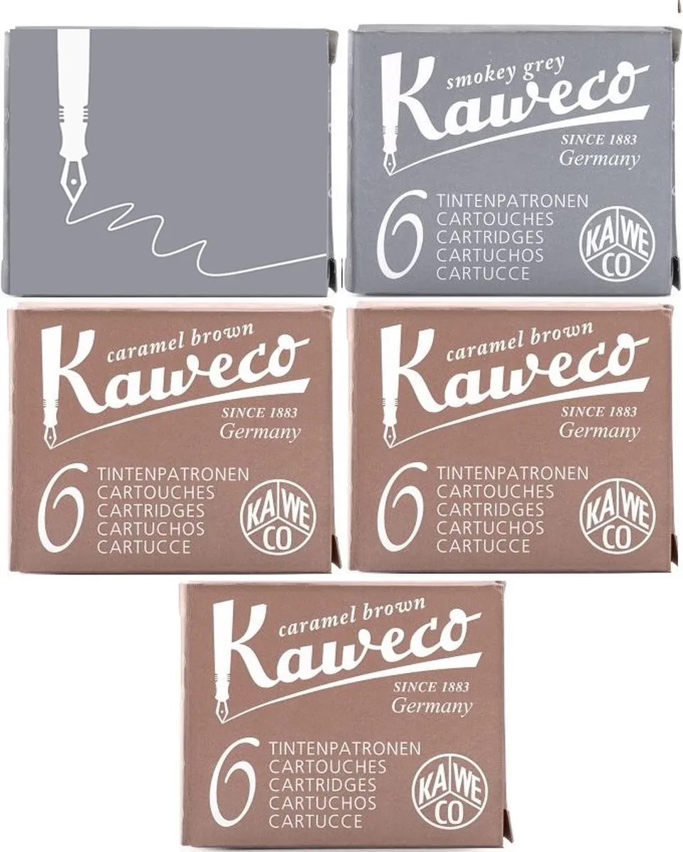 Vulpen inkt - vullingen - 5 doosjes - 3x Bruin, 2x by Kaweco in Grey – product photo