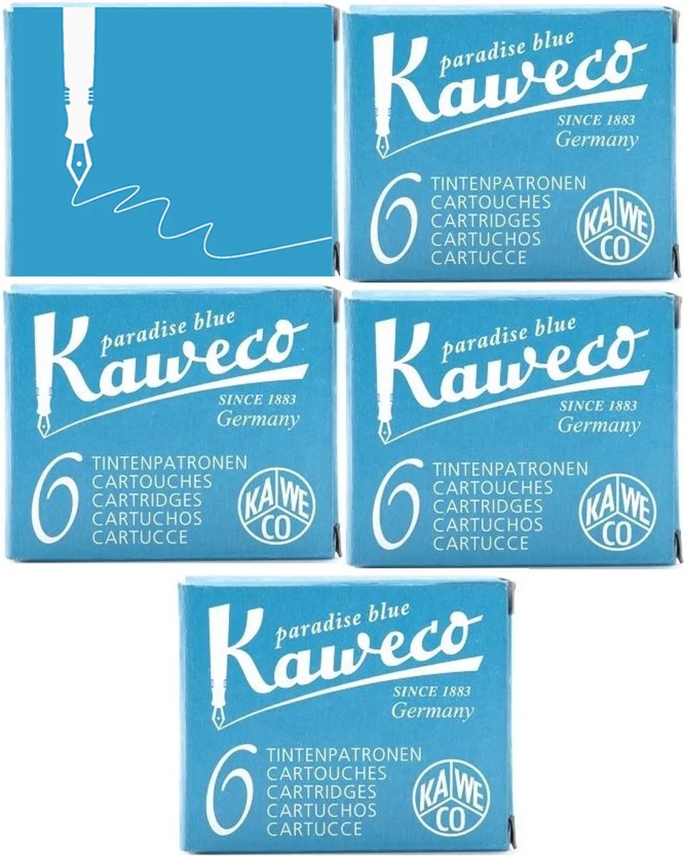 Vulpen inkt - vullingen - 5 doosjes - Paradise Blue by Kaweco in Turkoise – product photo