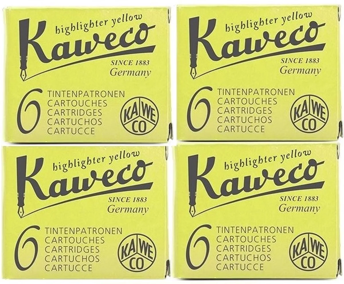 Vulpen inkt - Vulpen vullingen - 4 doosjes - Highlighter Yellow by Kaweco in Yellow – product photo