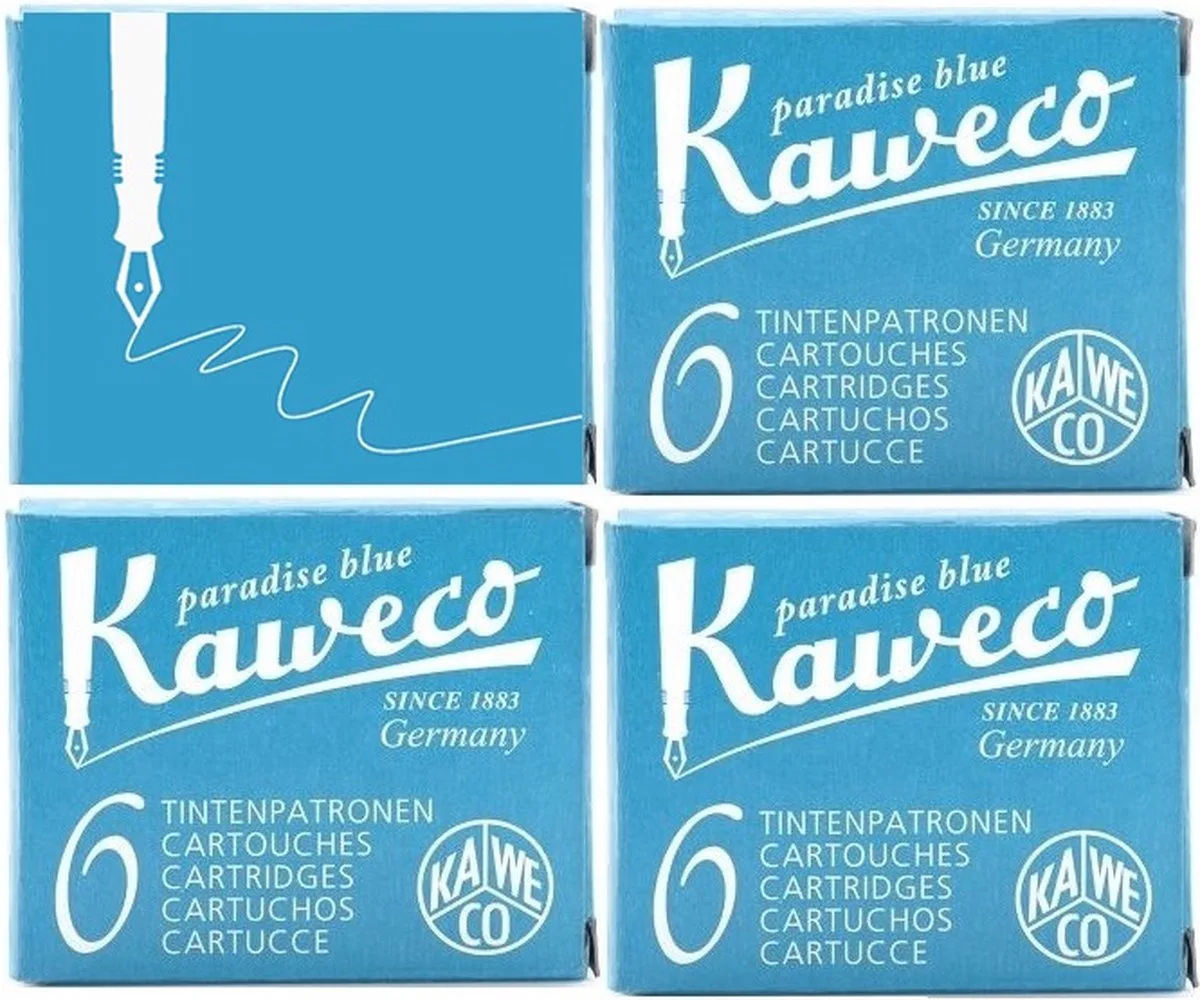 Vulpen inkt - Vulpen vullingen - 4 doosjes - Paradise Blue by Kaweco in Turkoise – product photo