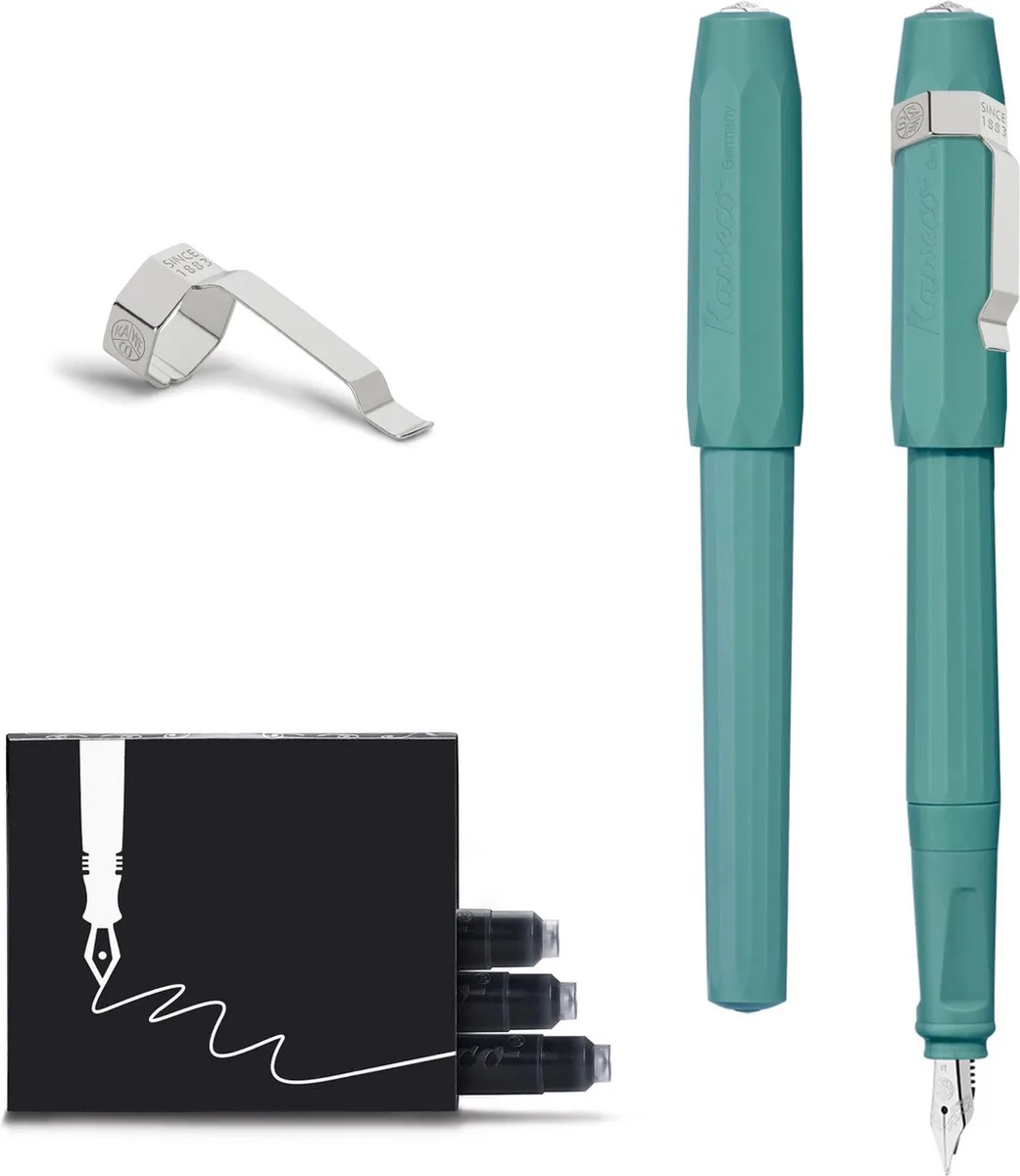 Vulpen met Clip - Perkeo - Groen - Medium - Doosje vullingen van Kaweco in Breezy Teal – productfoto