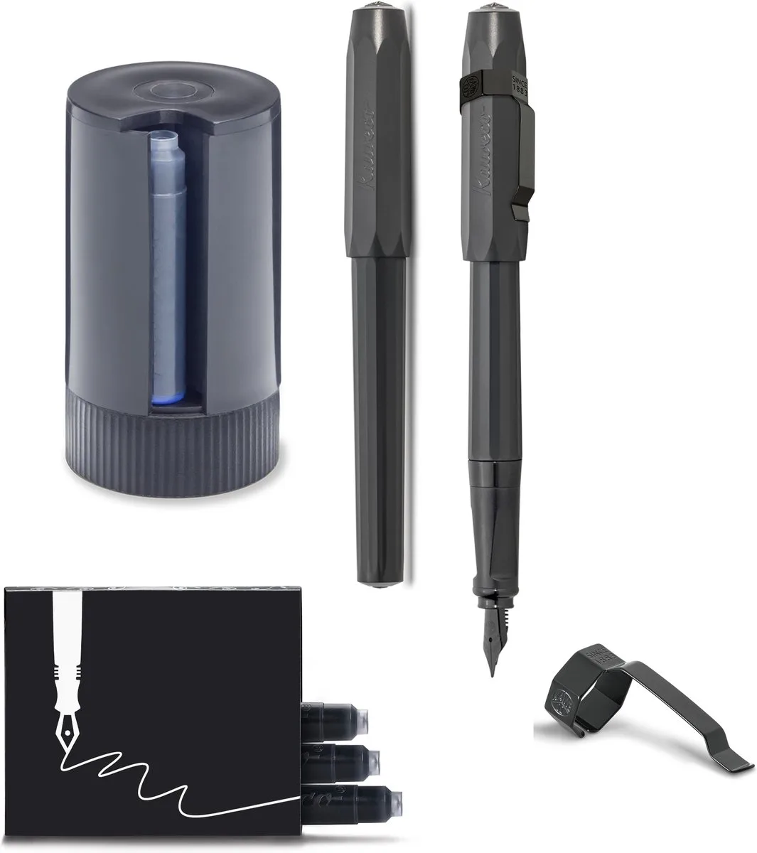 Vulpen met Clip - Perkeo - MEDIUM - Zwarte Twister - Doosje vullingen by Kaweco in Black – product photo