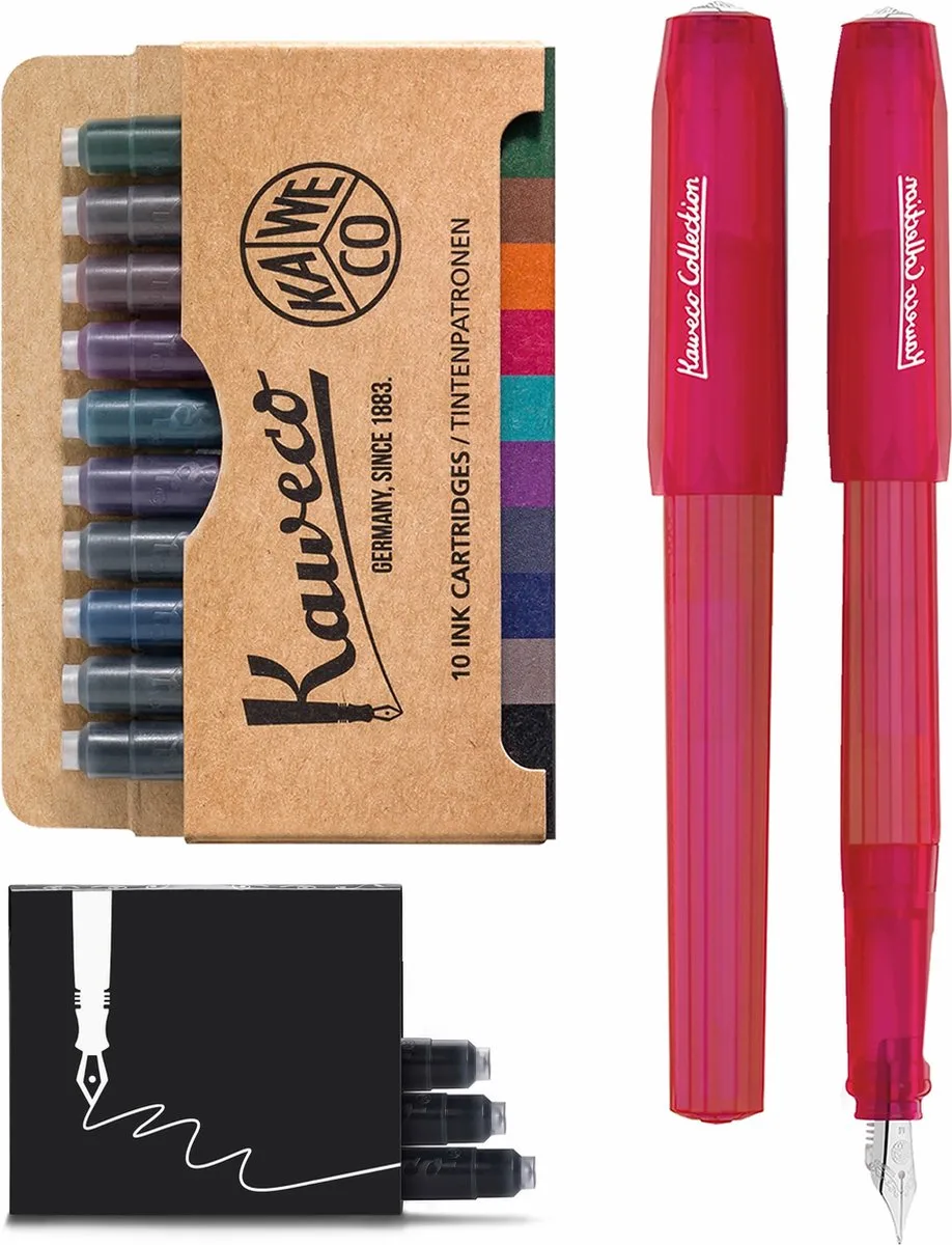 Vulpen Perkeo INFRARED - FINE - doosje Gekleurde Vulpenvullingen - doosje zwarte Vulpeninkt by Kaweco in Fluoriserend – product photo