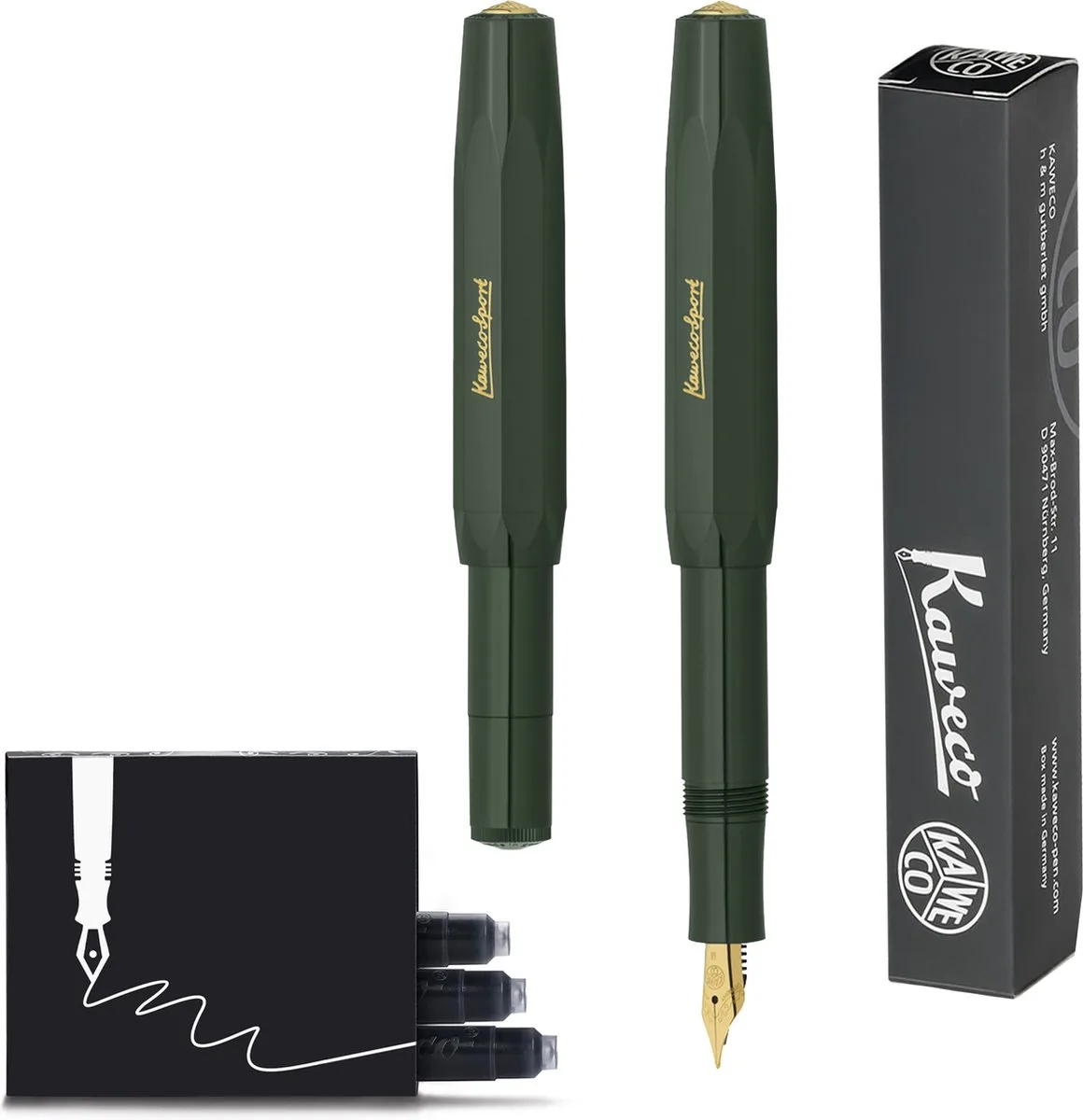 Vulpen - Sport Classic - (MEDIUM) - extra doosje vullingen - (Vulpen) van Kaweco in Groen – productfoto