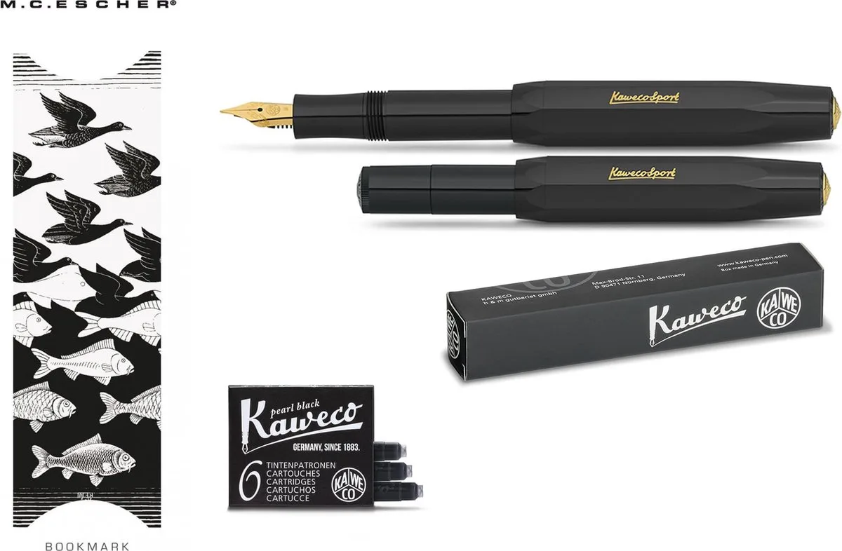 Vulpen Sport Classic (MEDIUM) met doosje vullingen en boekenlegger från Kaweco i Svart – produktbild