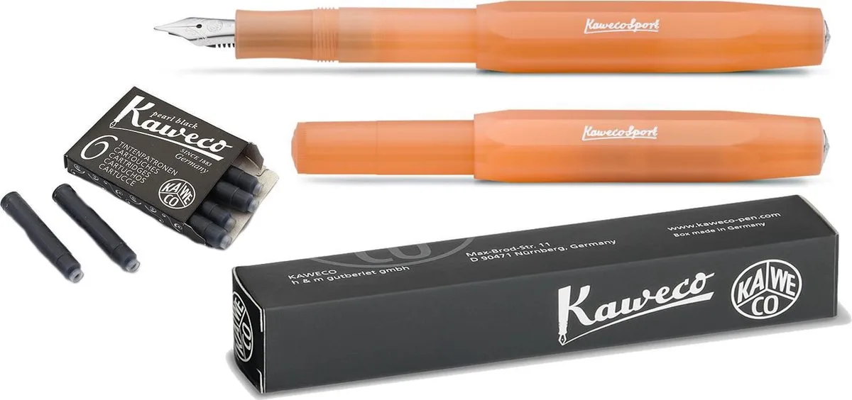Vulpen Sport Frosted MANDARIN (BREED) met extra doosje vullingen by Kaweco in Orange – product photo