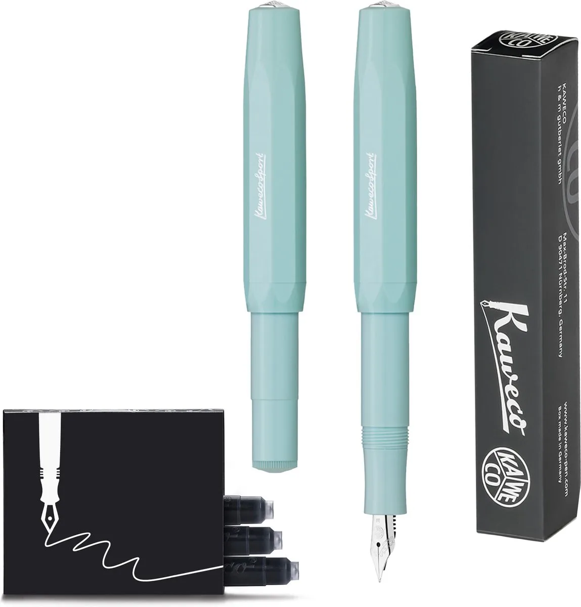Vulpen - Sport Skyline Fountain Pen - Fine - doosje vullingen by Kaweco in Mint – product photo