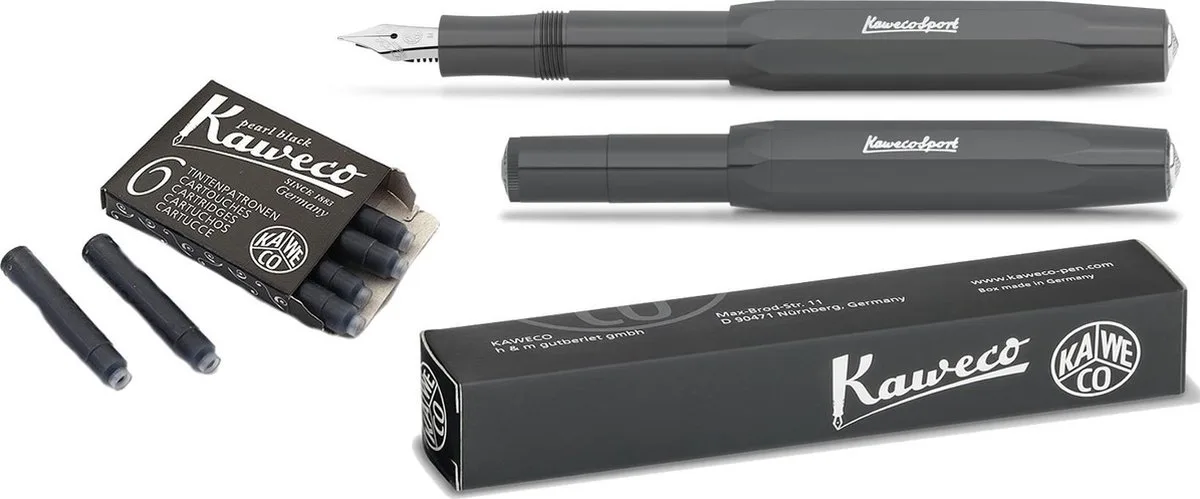 Vulpen Sport Skyline GREY (EXTRA FINE) met extra doosje vullingen by Kaweco in Grey – product photo