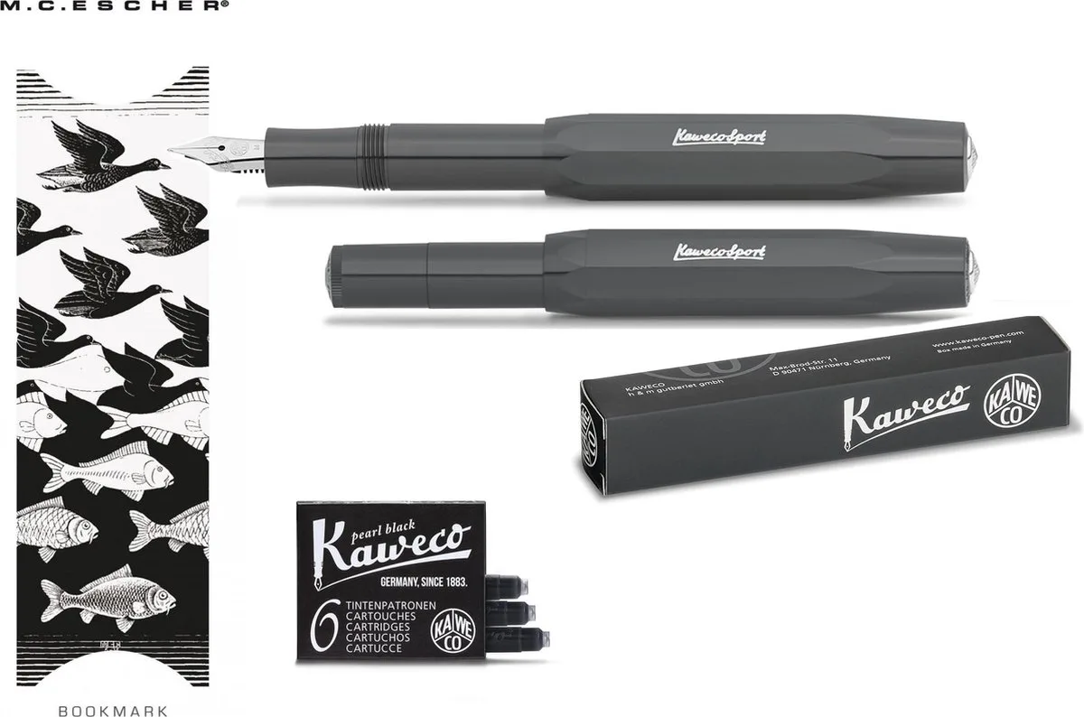 Vulpen Sport Skyline GREY (FINE) met doosje vullingen en boekenlegger fra Kaweco i Grå – produktbillede