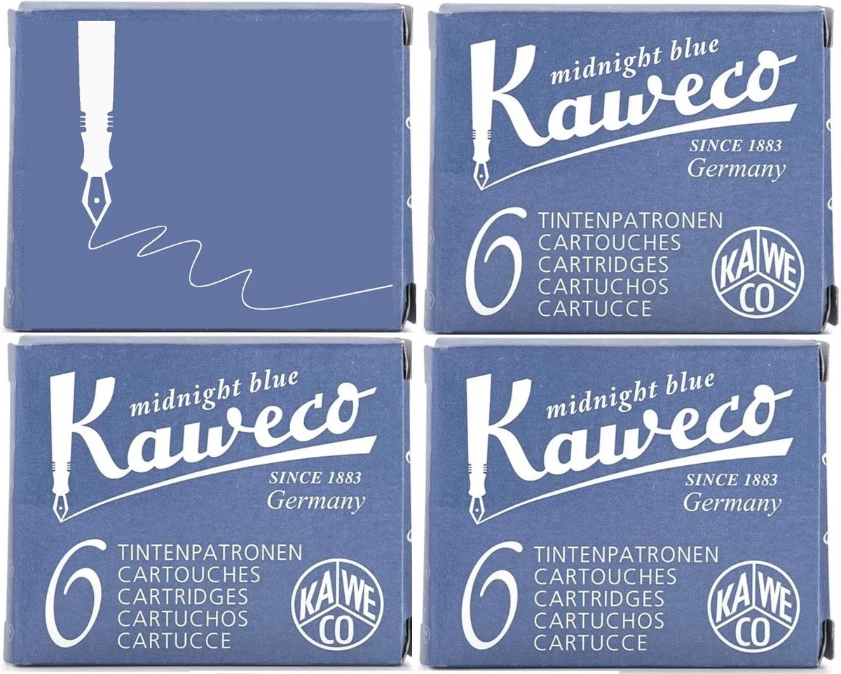 Vulpen vullingen - 4 doosjes - Midnight Blue, Blauw-Zwart by Kaweco in Blue – product photo