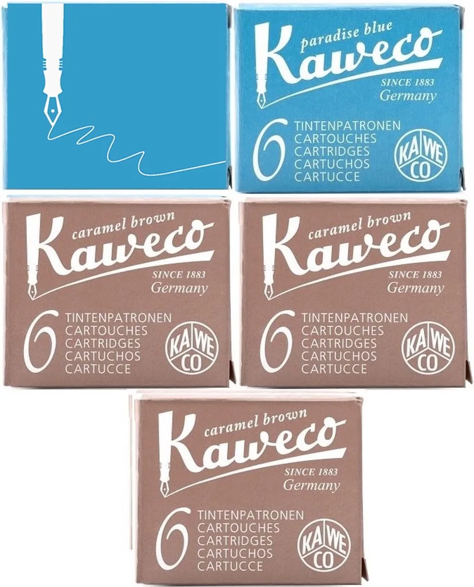 Vulpen vullingen 5 doosjes, 2xTurkoise, 3x by Kaweco in Brown – product photo