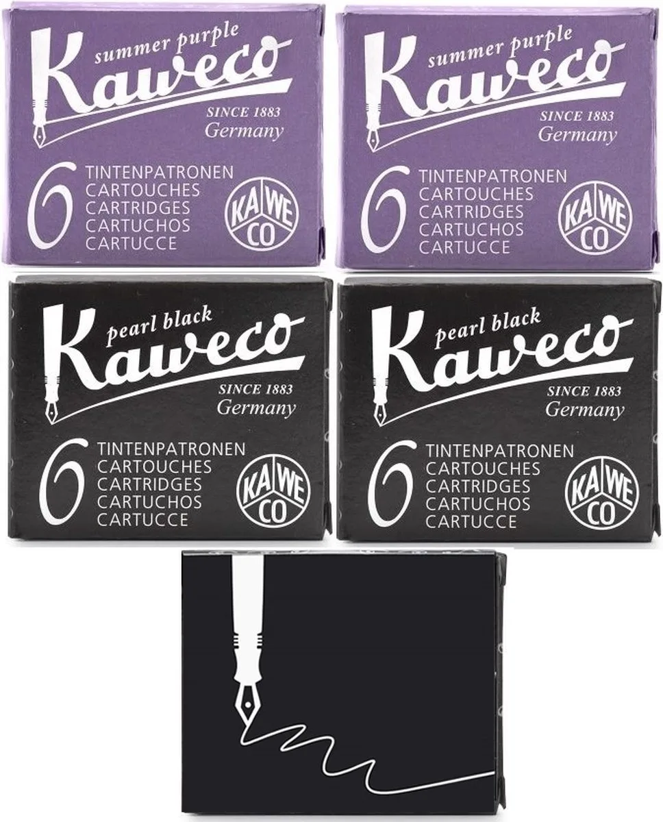 Vulpen vullingen 5 doosjes, 3x Zwart, 2x by Kaweco in Purple – product photo