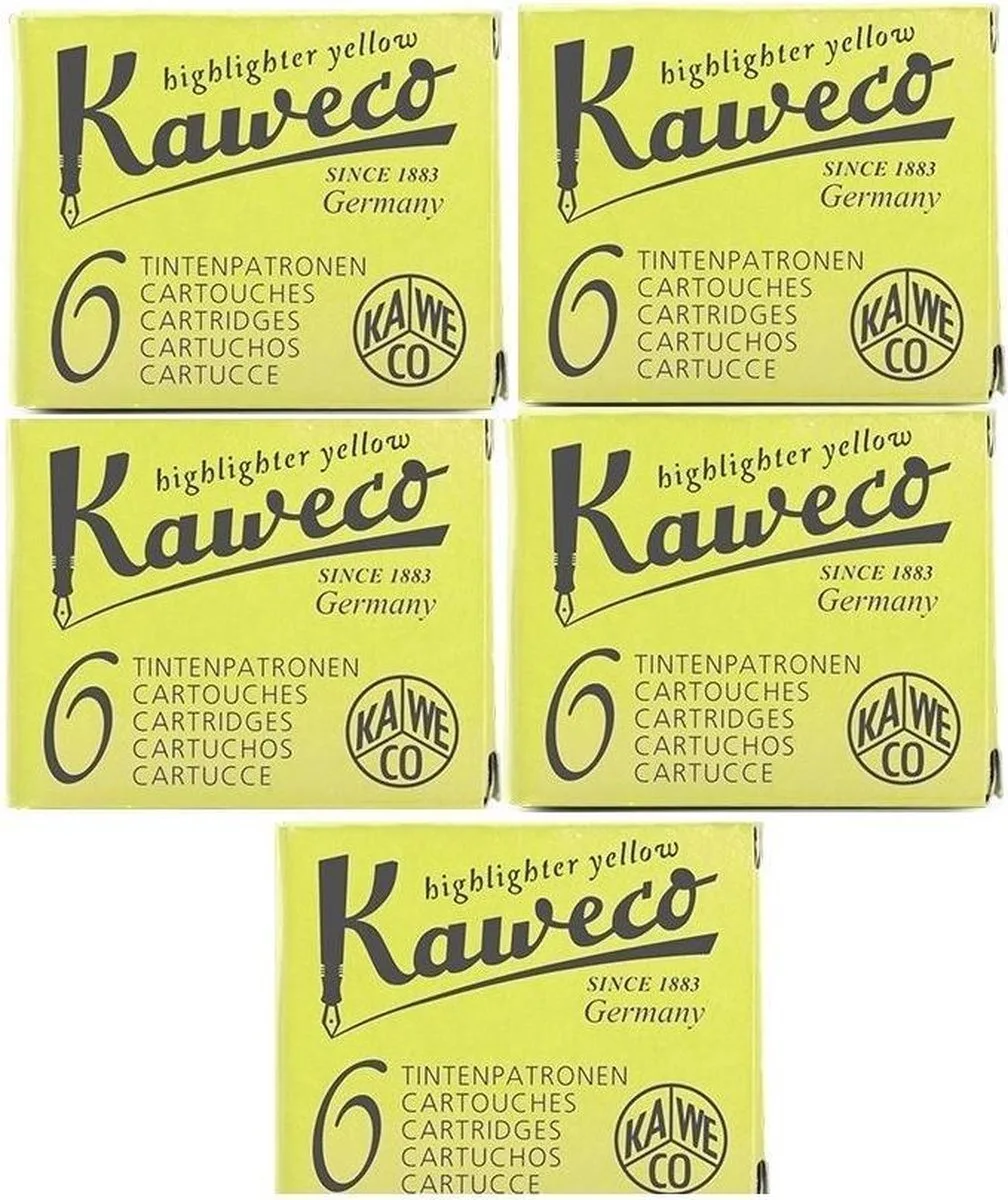Vulpen vullingen 5 doosjes Highlighter Yellow van Kaweco in Geel – productfoto