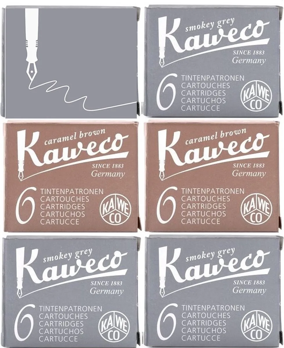 Vulpen vullingen Bruin, Sepia Bruin, Smokey Grey (Grijs), 6 doosjes by Kaweco in Brown – product photo