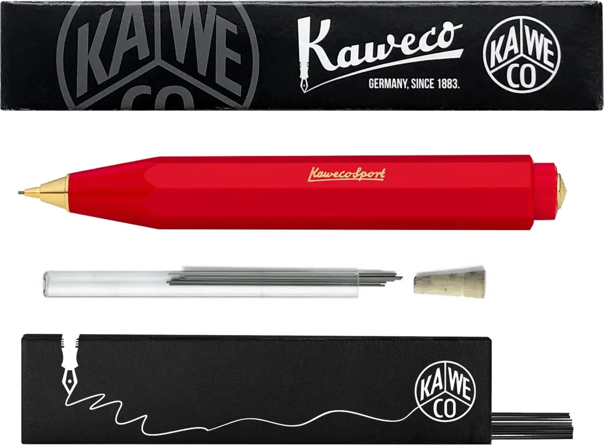 Vulpotlood 0,7 - Classic Sport - Met doosje vullingen in glazen tube by Kaweco in Red – product photo
