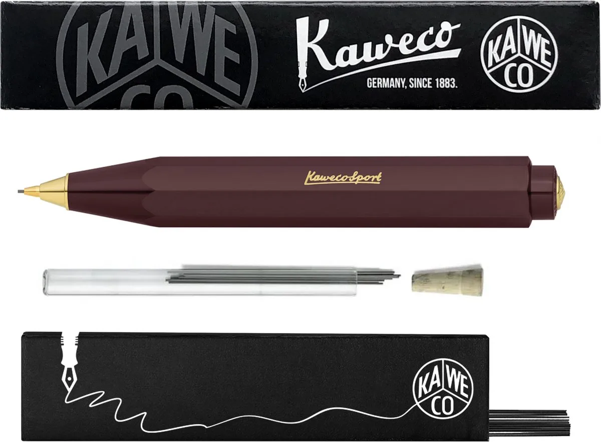 Vulpotlood 0,7 - Classic Sport - Met doosje vullingen in glazen tube by Kaweco in Aubergine – product photo