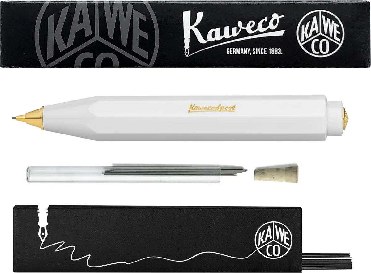 Vulpotlood 0,7 - Classic Sport - Met doosje vullingen in glazen tube by Kaweco in White – product photo