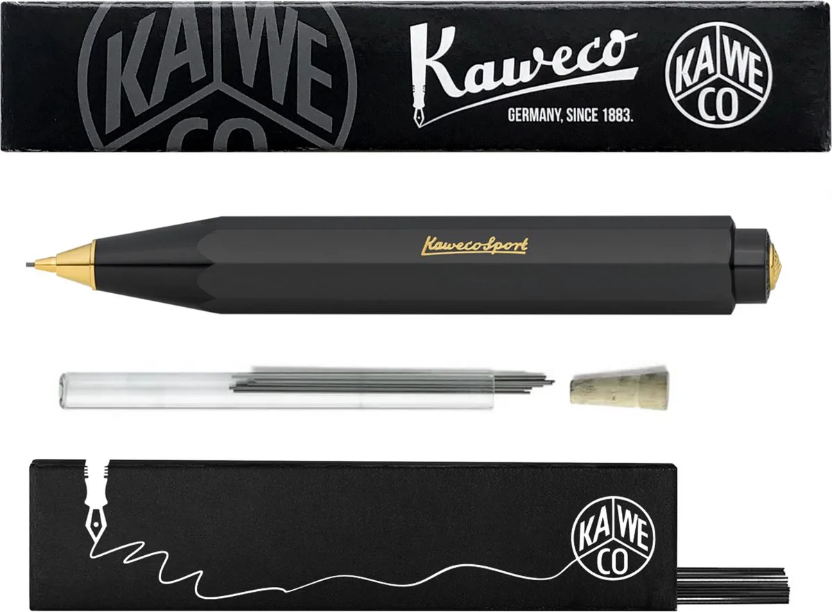 Vulpotlood 0,7 - Classic Sport - Met doosje vullingen in glazen tube by Kaweco in Black – product photo