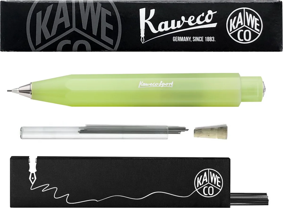 Vulpotlood 0,7 - Frosted Sport - Fine - Met doosje vullingen in glazen tube by Kaweco in Lime – product photo