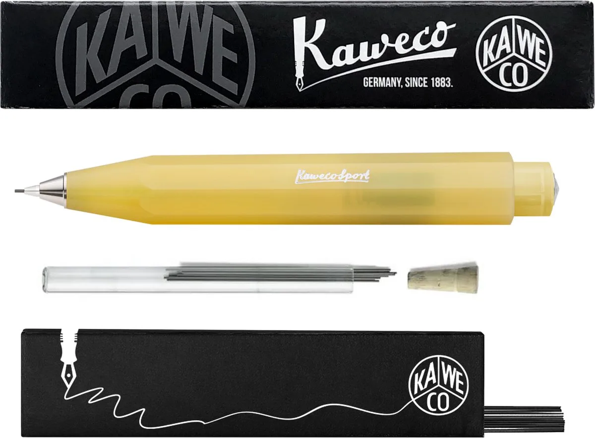 Vulpotlood 0,7 - Frosted Sport - Sweet Banana - Met doosje vullingen in glazen tube by Kaweco in Yellow – product photo