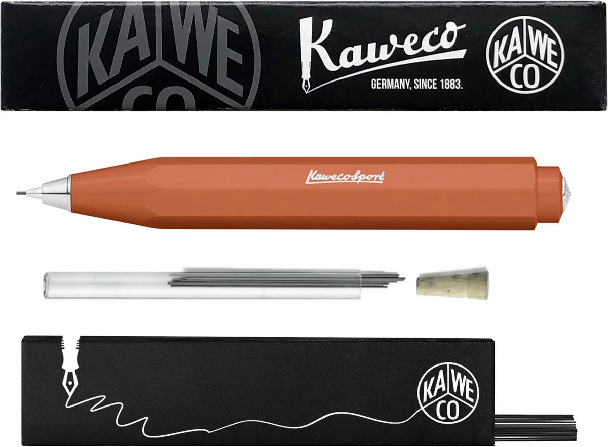 Vulpotlood 0,7 - Skyline Sport - Fox (Roodbruin) - Met doosje vullingen in glazen tube van Kaweco in Bruin – productfoto