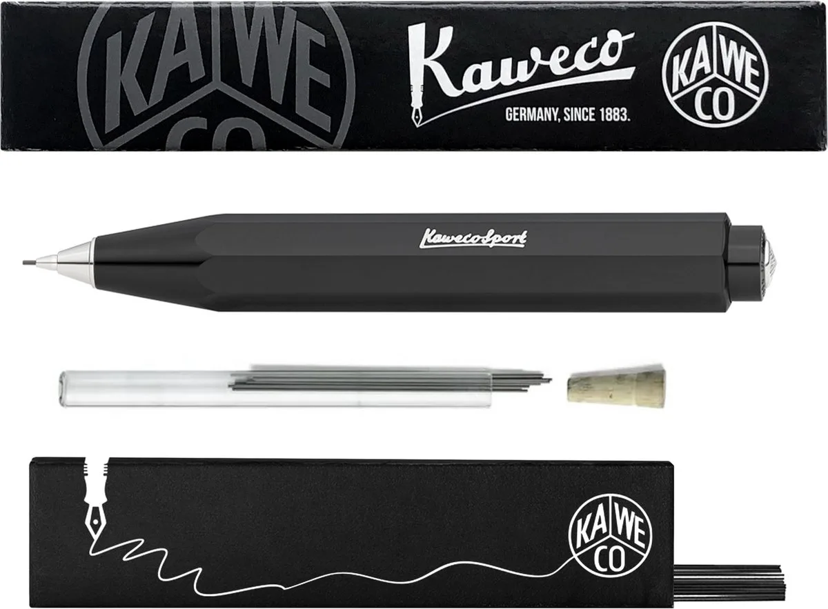 Vulpotlood 0,7 - Skyline Sport - Met doosje vullingen in glazen tube by Kaweco in Black – product photo