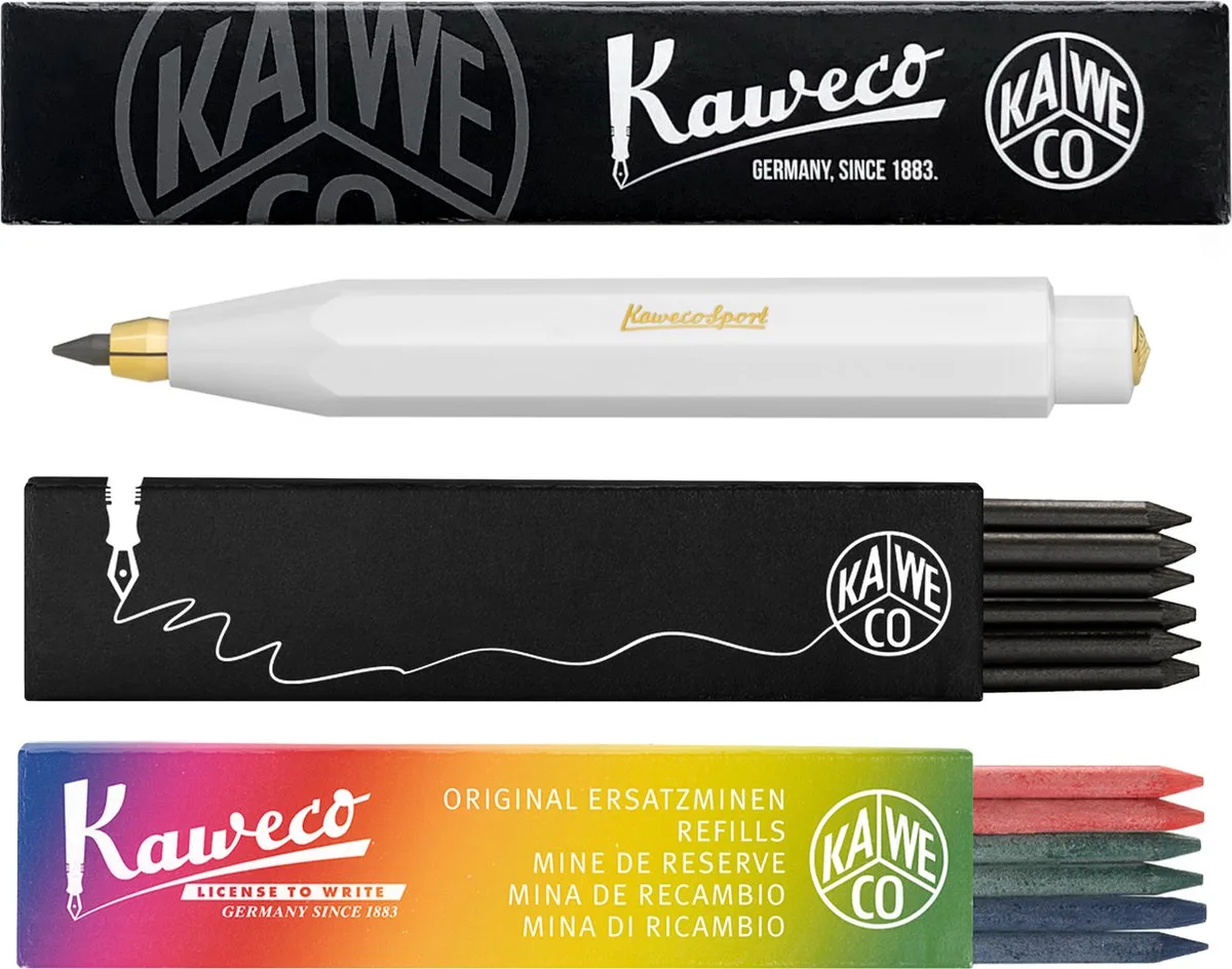 Vulpotlood 3,2 - Classic Sport - Met doosje vullingen Zwart - Doosje vullingen 3 kleur by Kaweco in White – product photo