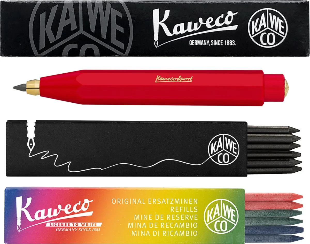 Vulpotlood 3,2 - Classic Sport - Met doosje vullingen Zwart - Doosje vullingen 3 kleur by Kaweco in Red – product photo
