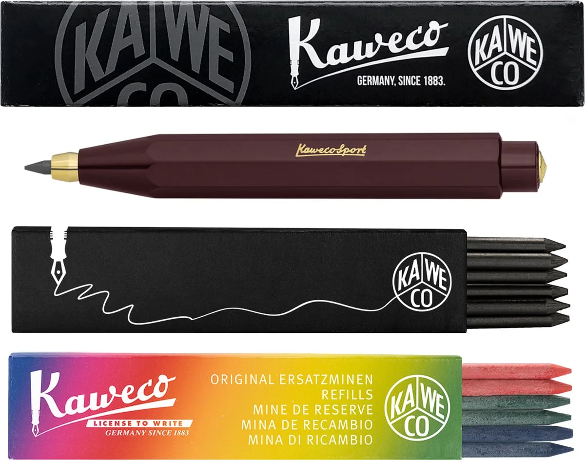 Vulpotlood 3,2 - Classic Sport - Met doosje vullingen Zwart - Doosje vullingen 3 kleur by Kaweco in Bordeaux – product photo