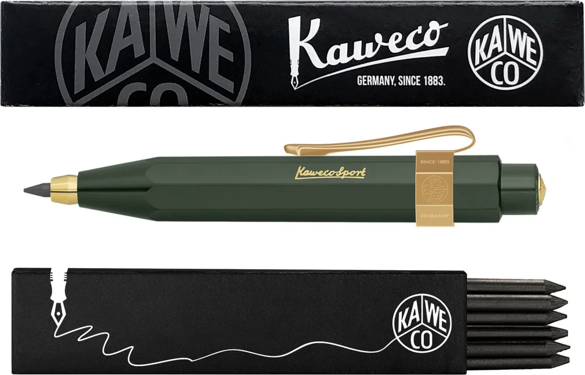 Vulpotlood 3,2 - Classic Sport - Nostalgic Octagonal Clip Vergoldet - Met doosje vullingen van Kaweco in Groen – productfoto