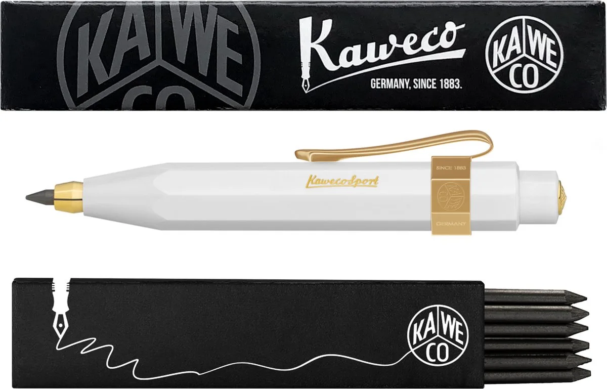 Vulpotlood 3,2 - Classic Sport - Nostalgic Octagonal Clip Vergoldet - Met doosje vullingen van Kaweco in Wit – productfoto