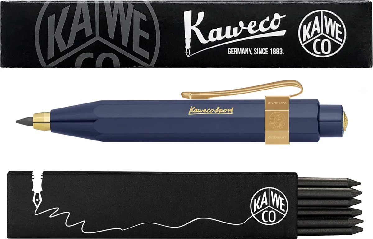 Vulpotlood 3,2 - Classic Sport - Nostalgic Octagonal Clip Vergoldet - Met doosje vullingen by Kaweco in Blue – product photo