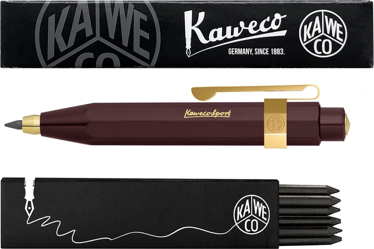 Vulpotlood 3,2 - Classic Sport - Oktogonal Clip Vergoldet - Aubergine - Met doosje vullingen van Kaweco in Burgundy – productfoto