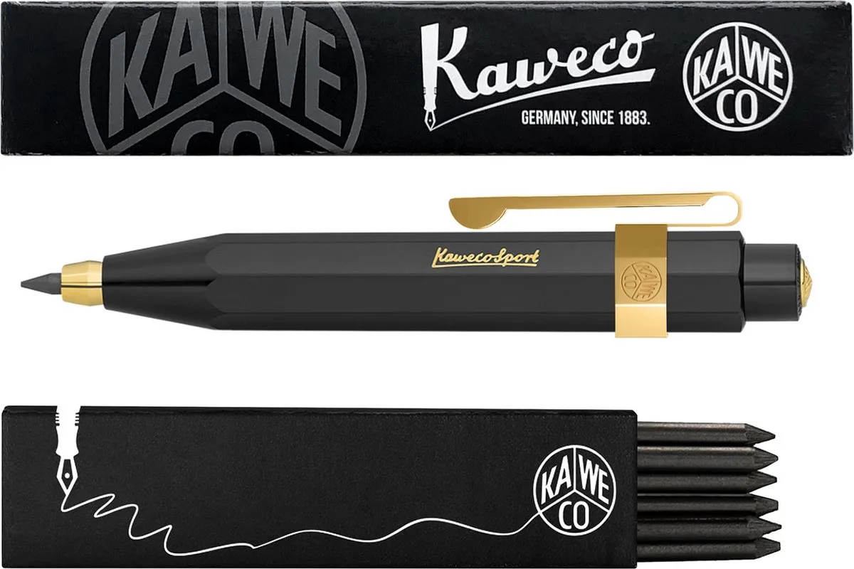 Vulpotlood 3,2 - Classic Sport - Oktogonal Clip Vergoldet - Met doosje vullingen by Kaweco in Black – product photo