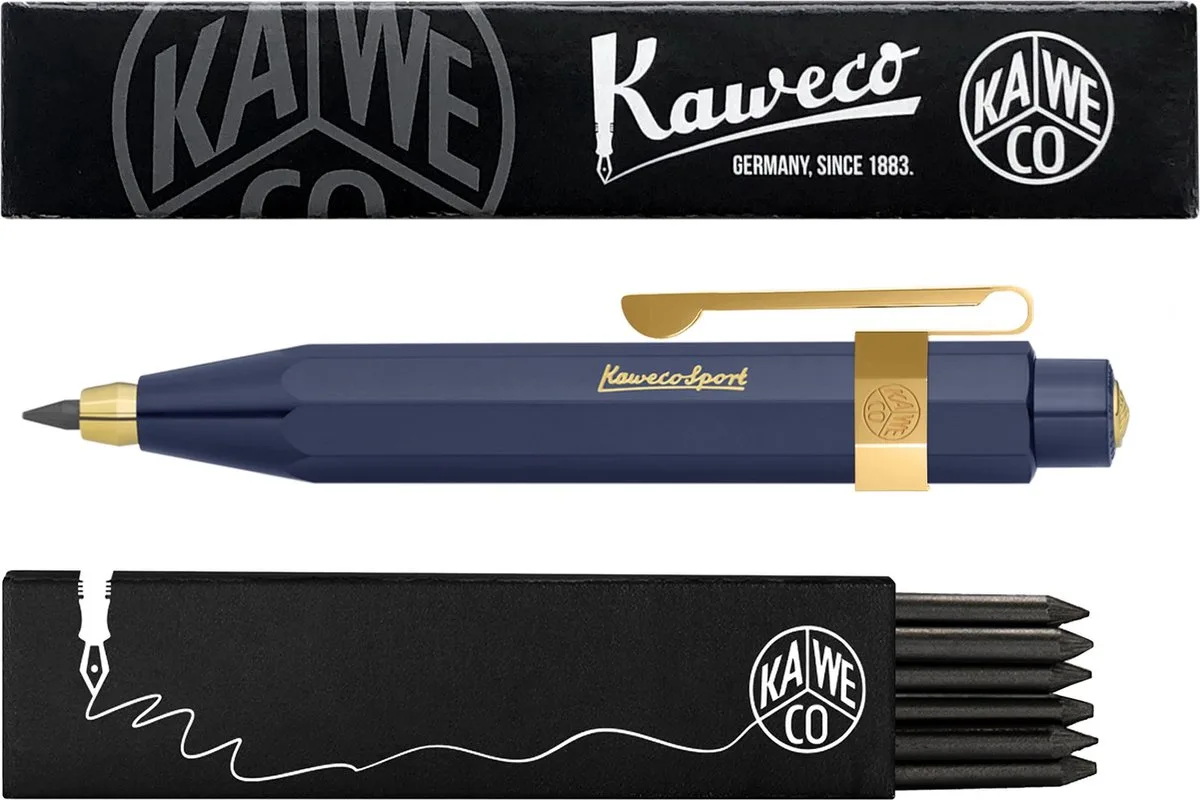 Vulpotlood 3,2 - Classic Sport - Oktogonal Clip Vergoldet - Met doosje vullingen by Kaweco in Blue – product photo