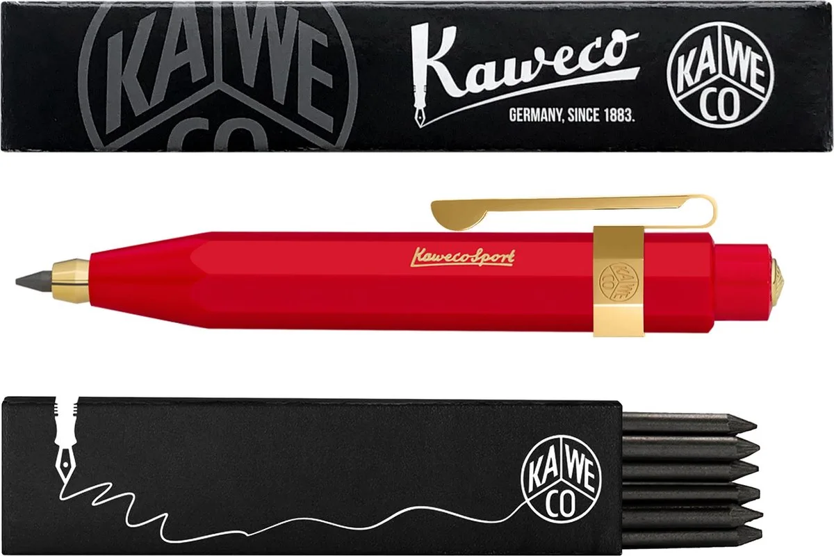 Vulpotlood 3,2 - Classic Sport - Oktogonal Clip Vergoldet - Met doosje vullingen by Kaweco in Red – product photo