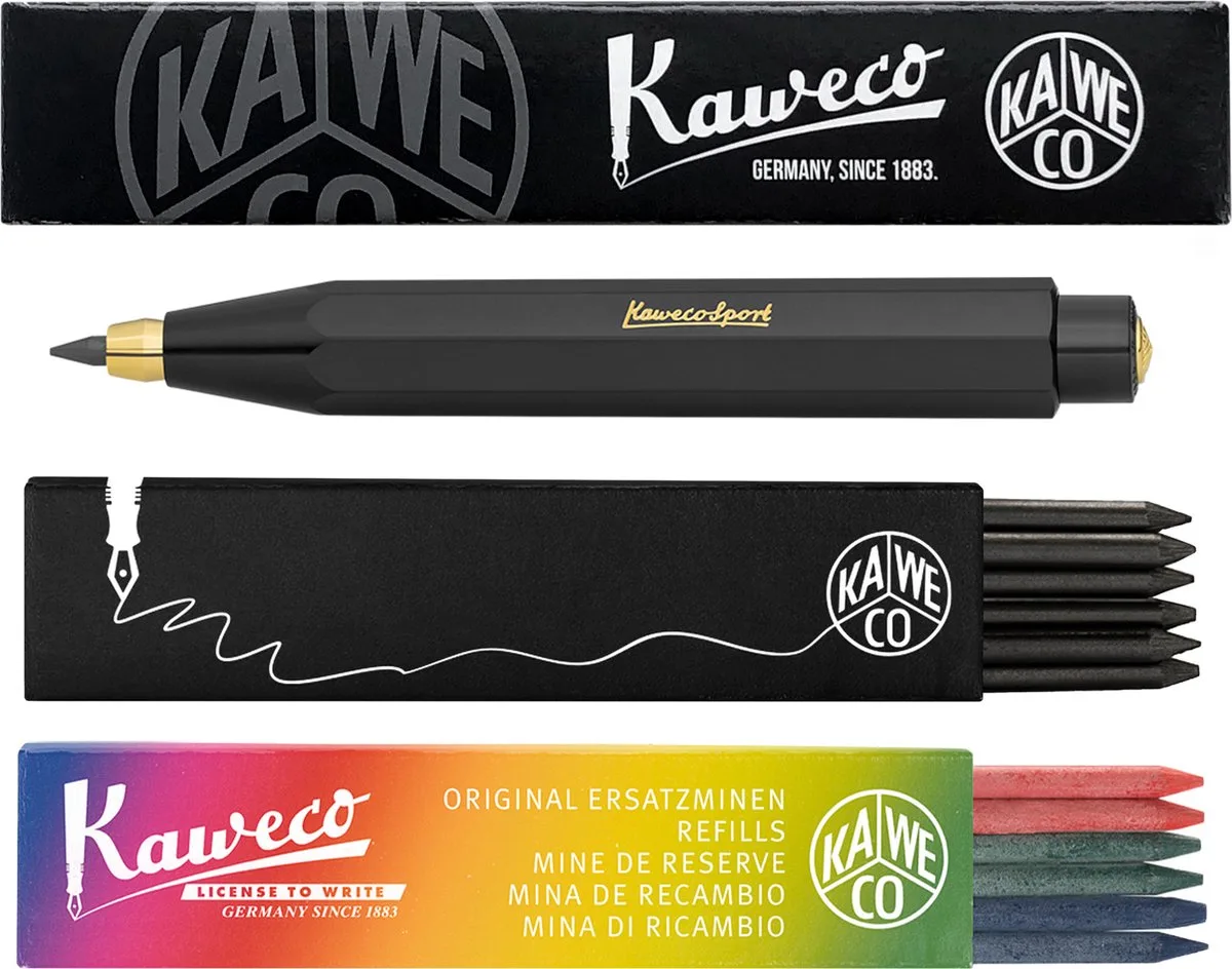 Vulpotlood 3,2 - Classic Sport - Zwart - Met doosje vullingen Zwart - Doosje vullingen 3 kleur by Kaweco in Black – product photo